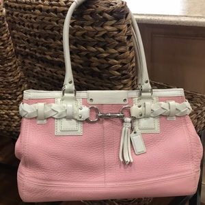 Coach handbag in pink and white